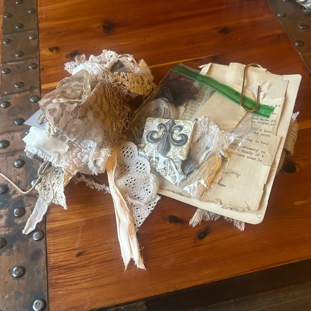 Bundle of mixed textiles for Junk Journal Etc. - Picture 8 of 10